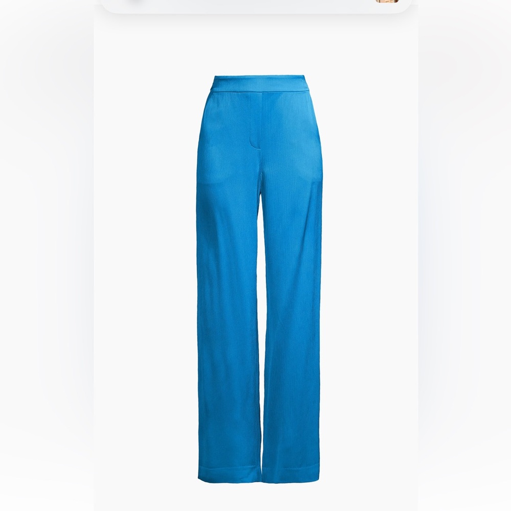 Kobi Halperin Maria Crinkled Back-Slit Straight-Leg Pants - Ocean Blue - Size L